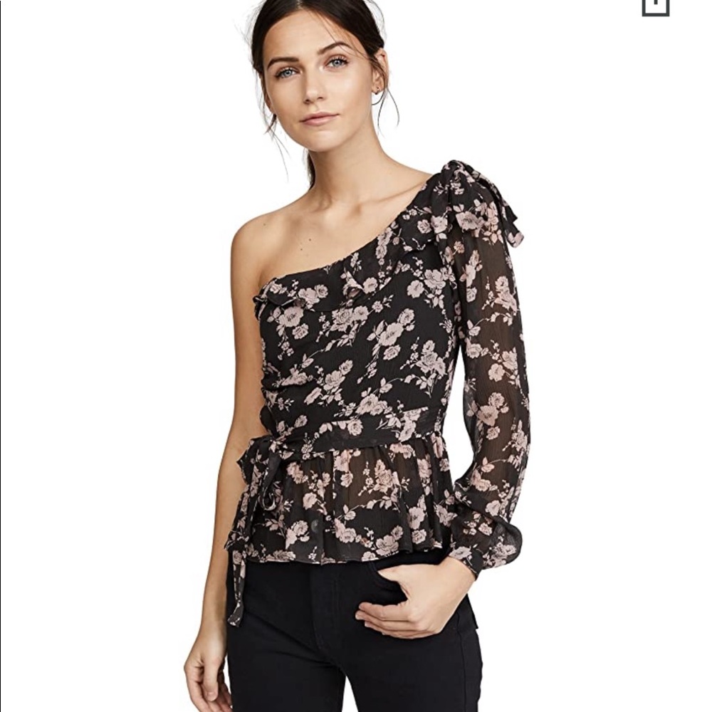 NWT For Love & Lemons Floral Print one Shoulder xs